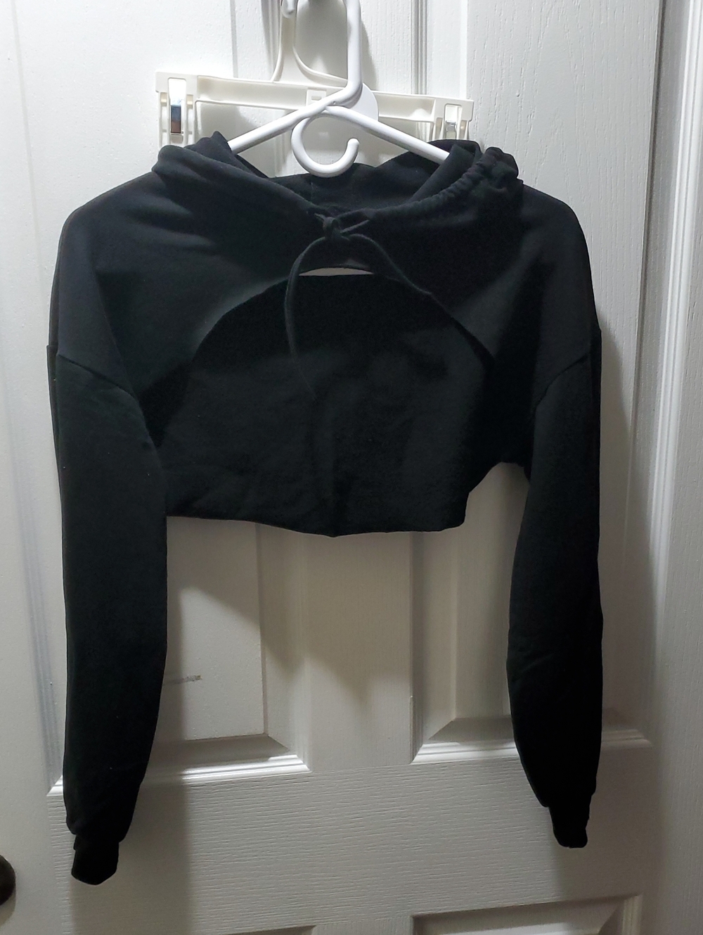 Black Cropped Hoodie Top